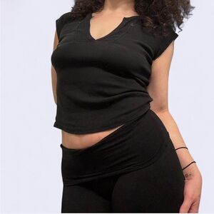 Peace 'n Earth Vintage Y2K Black Utility Cap Sleeve Top